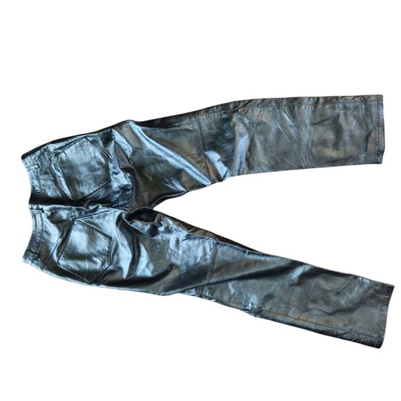ST. JOHN Collection Shiny Gray Genuine Leather Pants Size 4 - Picture 2 of 10